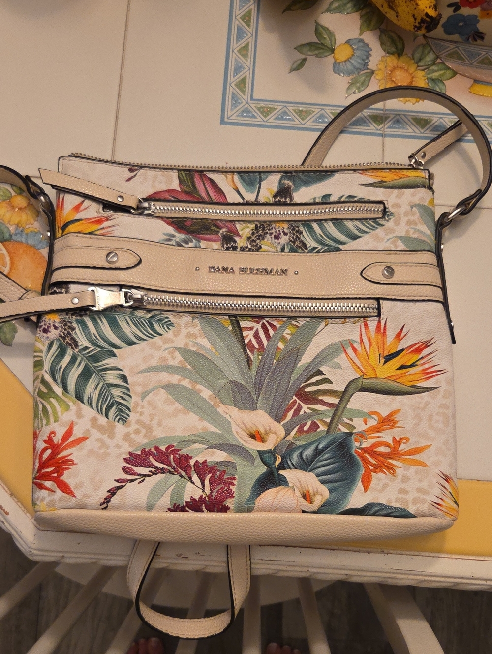 Dana Buchman Floral Crossbody Bag in Cream